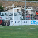 Cascia, ITALY - JULY 23: Supporters Cosenza during the friendly match between Benevento and Cosenza at stadium on July 23, 2022 in Cascia, Italy.