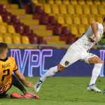 Benevento , ITALY - August 14 : Aldo Florenzi and Nermin Karic during the Italian Serie B Championship 2022-2023 between Benevento and Cosenza on August 14, 2022 in Stadio Oreste Vigorito in Benevento , Italy.