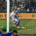 Andrea Meroni, pallone in rete per il gol dell'1-1