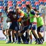 Sofiane Achour celebrate during the Italian Serie C match between Cosenza Calcio Vs Atalanta Under 23 at Gigi Marulla Stadium